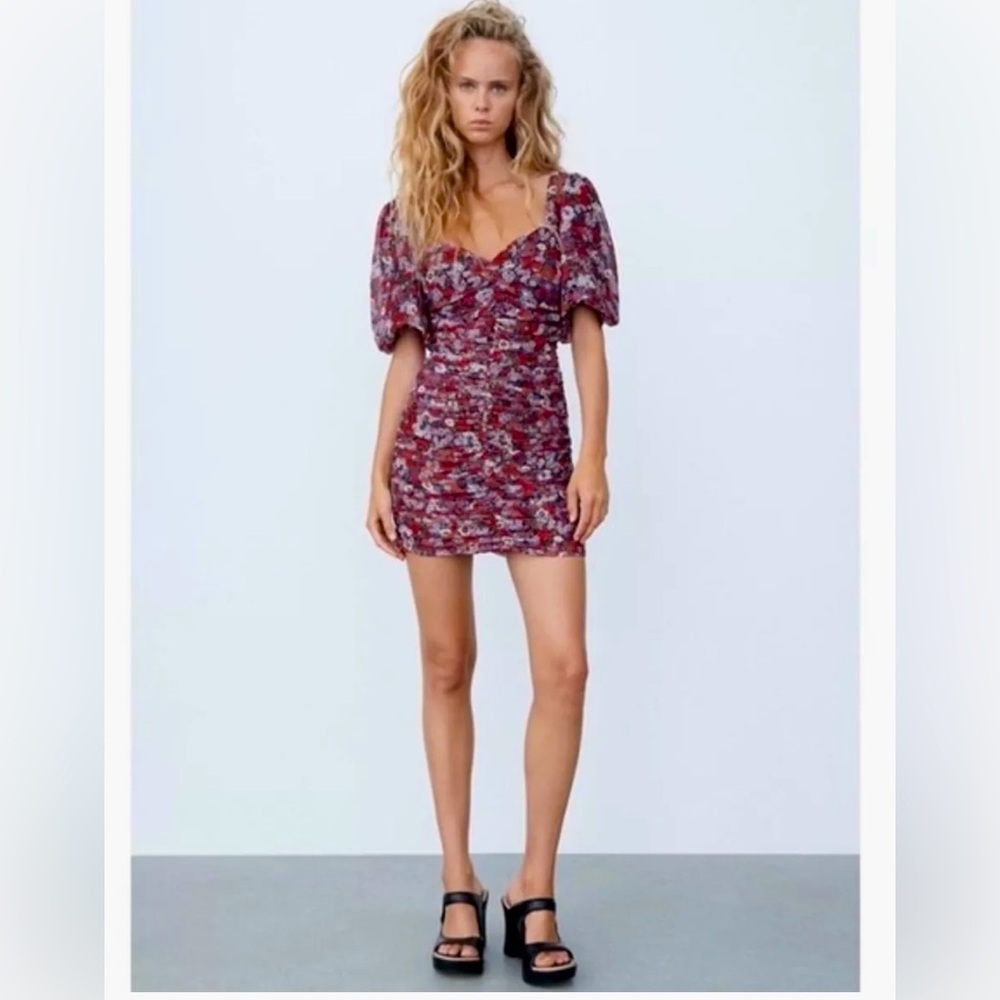 SOLD 💖NWOT Zara Mini Floral Dress Sz Small - Picture 6 of 7